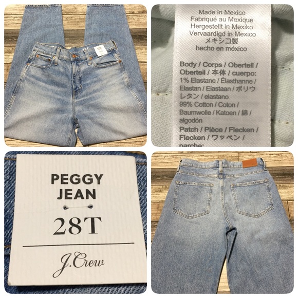 J Crew Peggy High Rise Tapered Jeans Women’s 28T Light Wash Blue Denim.
